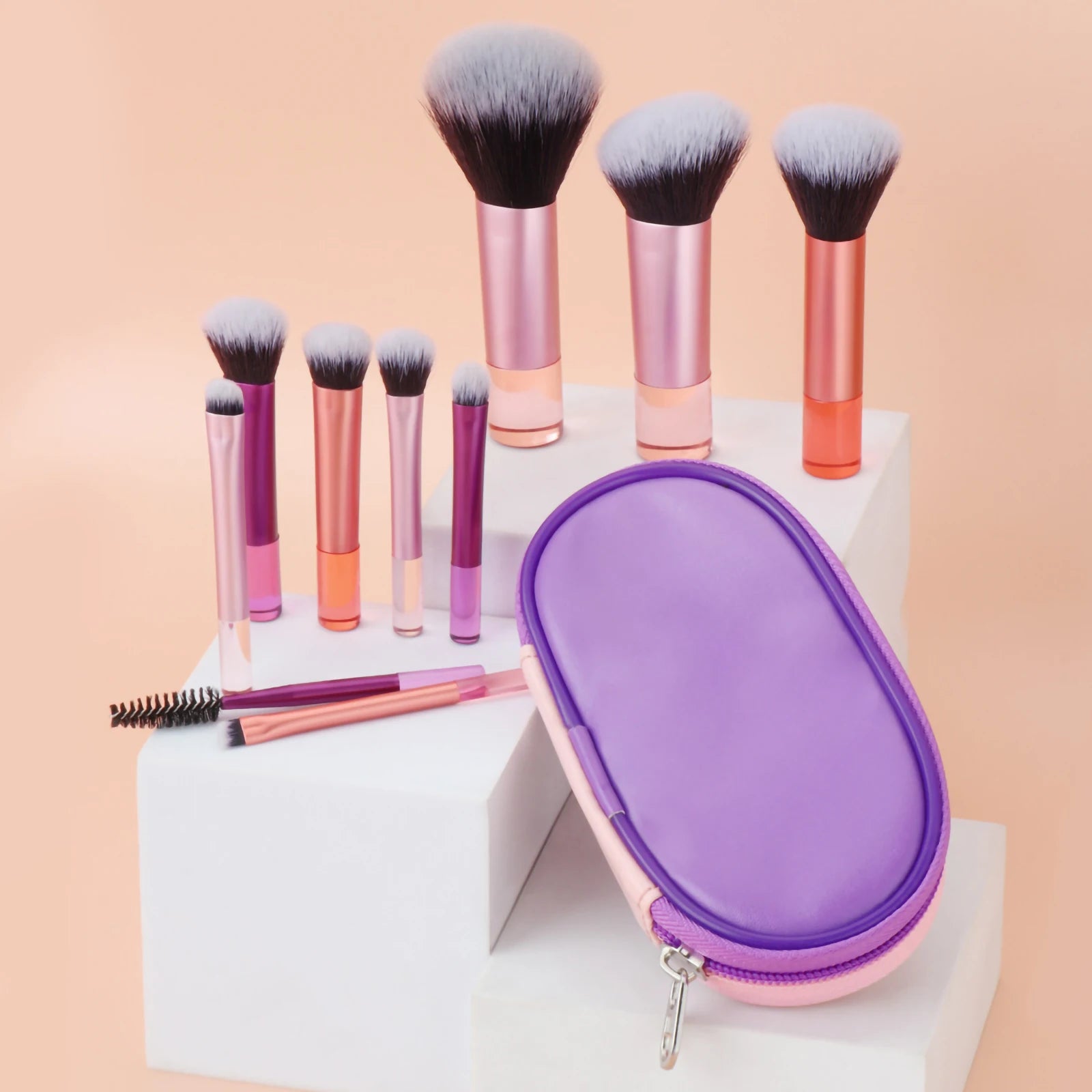 10 Color Mini Makeup Brush Travel Portable Makeup Tool Makeup Puff - Palm Brush Professional Makeup Tool Set Christmas Gift - My Store