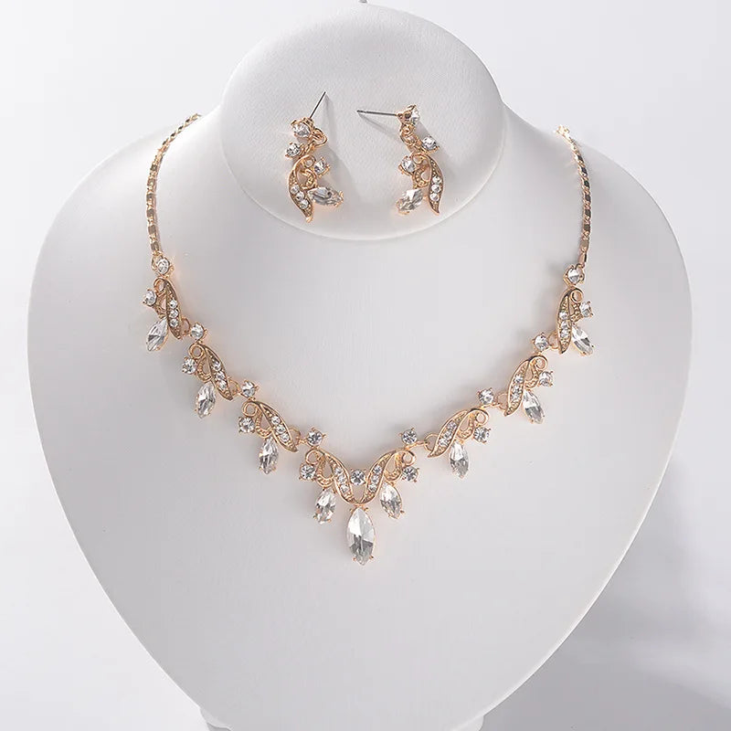 Baroque Vintage Costume Bridal Jewelry Sets Rhinestone Crystal Tiaras Crown Earrings Necklace Wedding Bride Luxury Jewelry Set