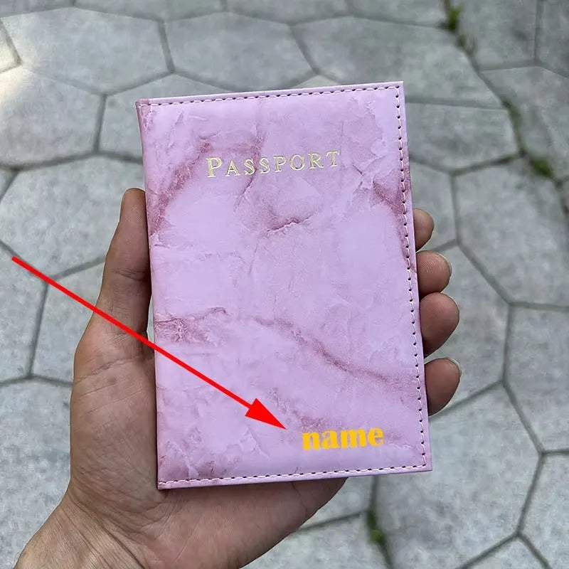 Customize Name Passport Cover Travel Wallet Covers for Passports Gold Letters Passeport Personnalisé