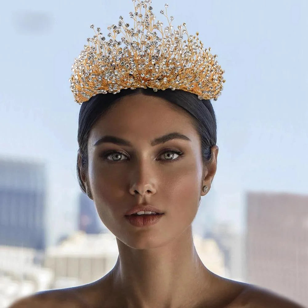 Bride Hair Jewelry Rhinestone Accessories Band Wedding Headwear Headband Crown Queen Brides Tiara Baroque Hair Accessories