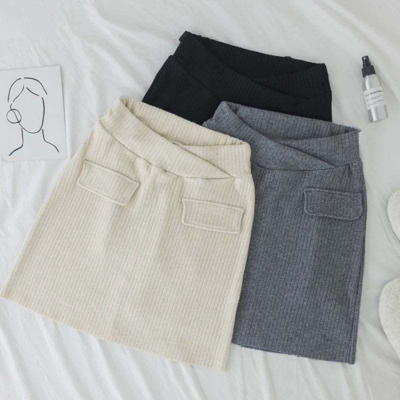 Spring and Autumn Pregnant Women Pencil Skirts Slim Hips Maternity Belly Skirts Low Waist Pregnancy Skirts A-Line Knitting Skirt