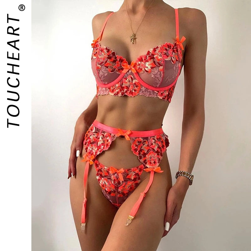 Romantic Lingeries for Woman Set Sexy Lingerie Women's Bra and Underwear Set Women Large Bras Thong Lingiere Sets See-Through