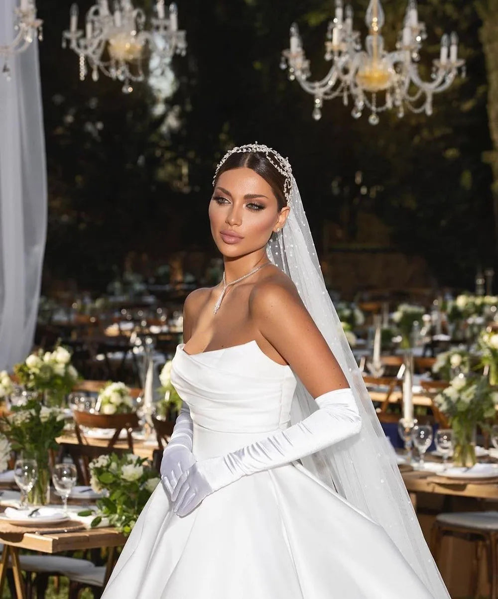 SoDigne Satin Princess Wedding Dresses Women a Line Sleeveless Bridal Dress Vestidos De Novia Elegant Wedding Gowns Customized - My Store