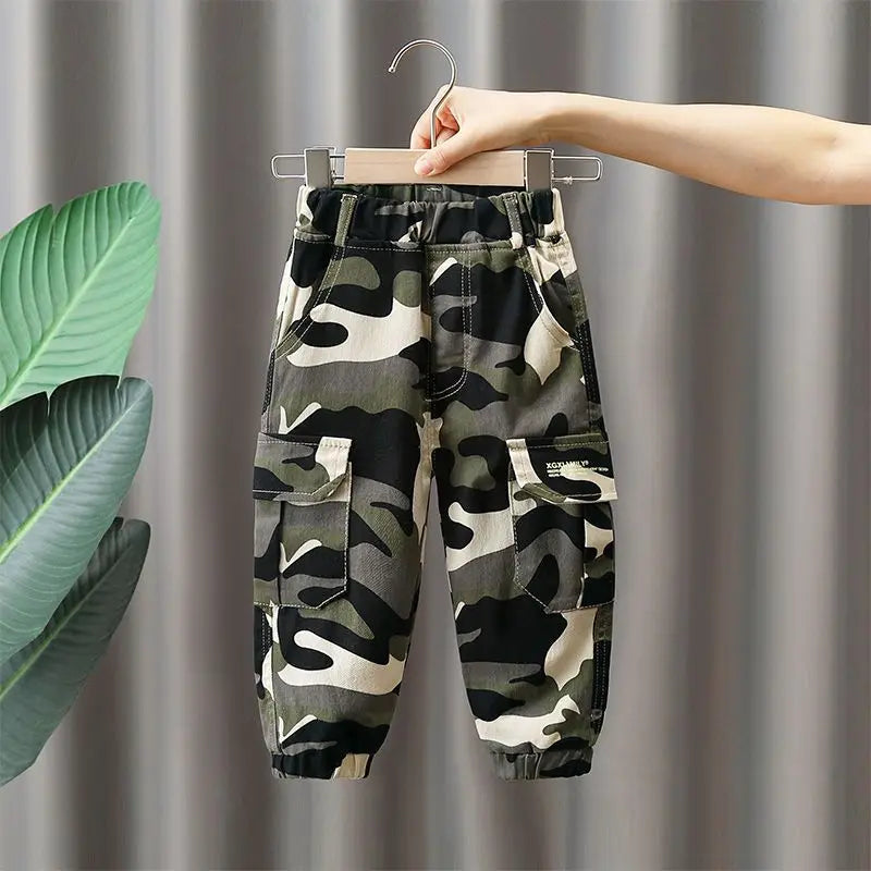 Autumn and Winter Boys' Pants 2025 New Children's Plush Thickened Warm Pants Children's Pants Baby Camouflage Cargo Pants