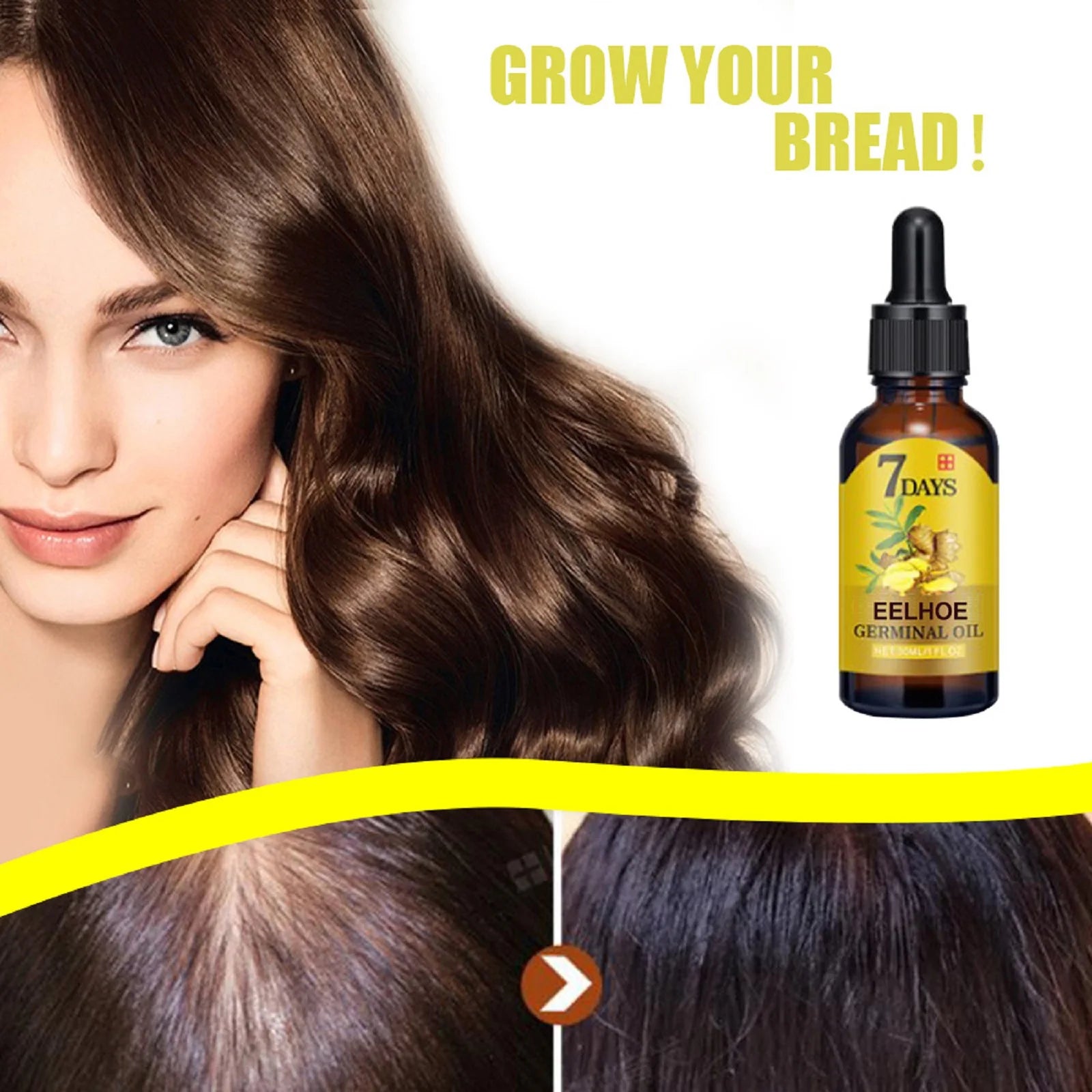 Ginger Hair Care Oil Hair Roots Scalp Treatment Improve Androgenetic Alopecia Scalp Treatment Serum Strengthen Hair Roots