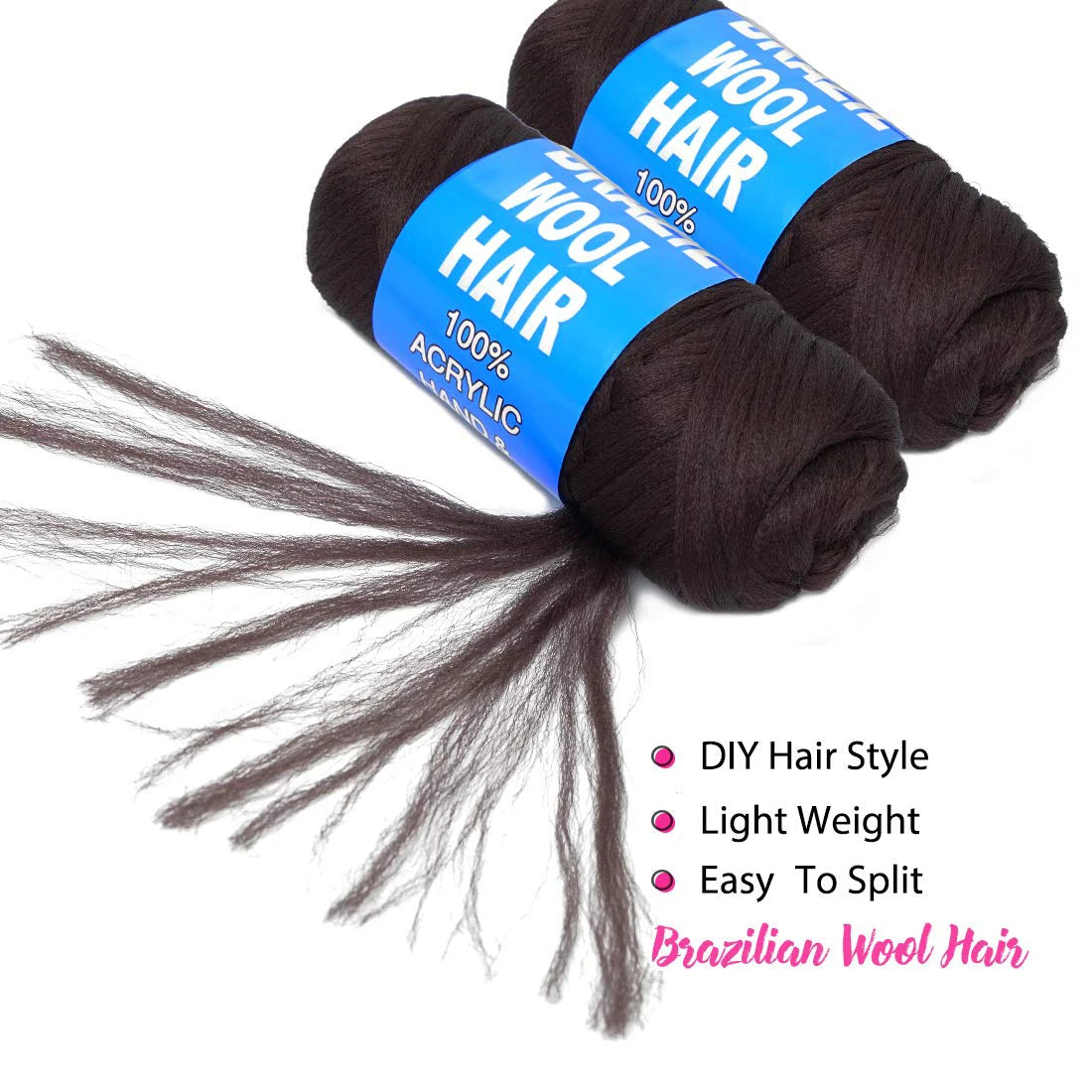 Synthetic Brazilian Wool Hair Extension for Women  African Low Temperature Senegalese Twist Faux Locs Wraps Jumbo Braiding Hair