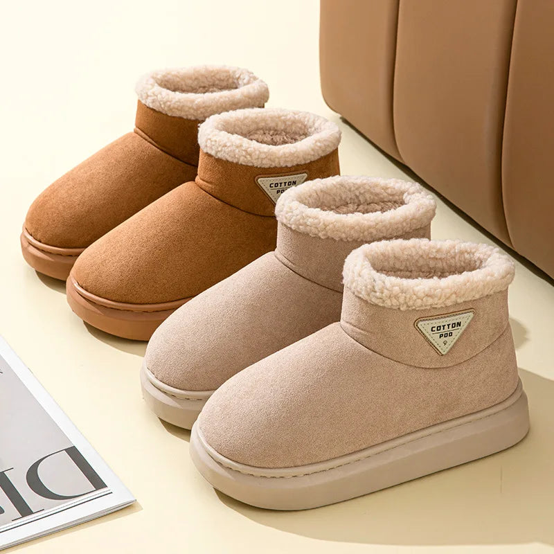 Pallene Winter Plush Snow Boots for Women Outdoor Non-Slip Casual Furry Cotton Boots Indoor Warm Cozy Home Shoes Fuzzy Flat Boot