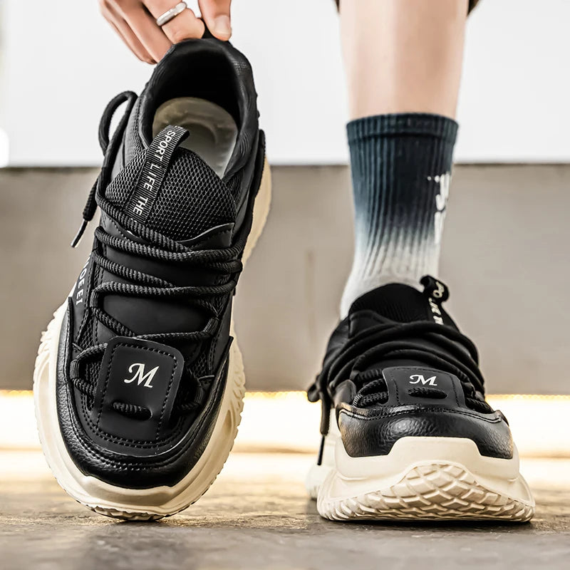 Sneakers for Men British Style Athletic Sneakers Male Sport Walking Sneaker Men Street Style Platform Shoes Male 2024