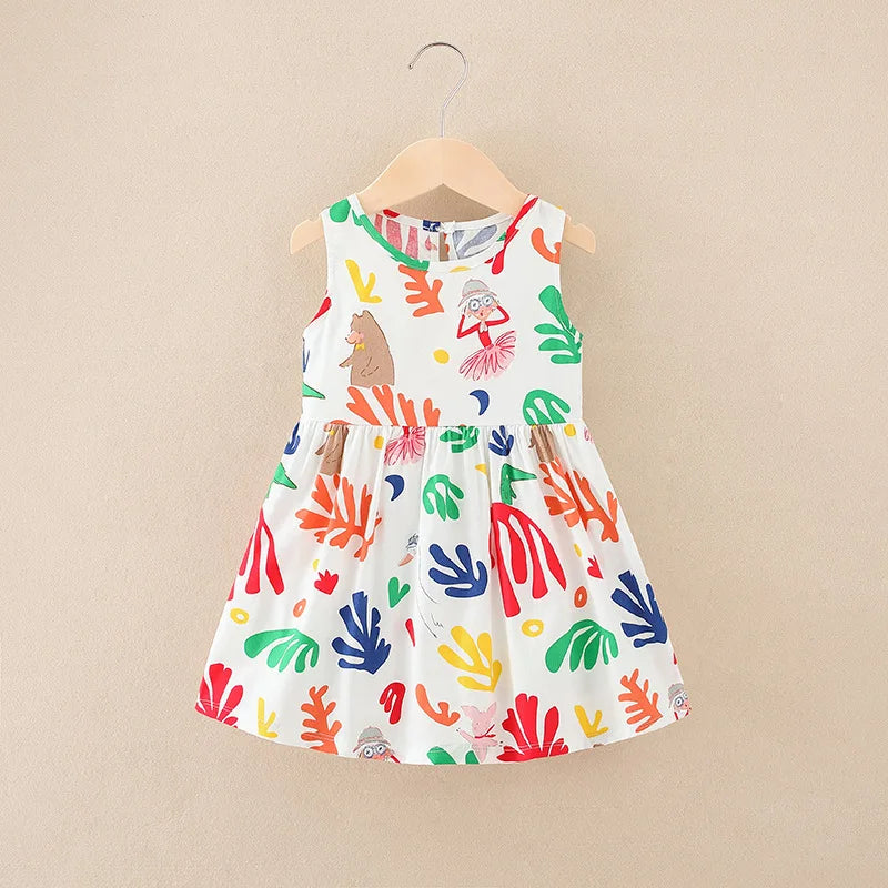 Girl Dress Cotton Summer Kids Clothes Girls Children Flower Dresses Sleeveless Princess Party Outfit Children's Clothing