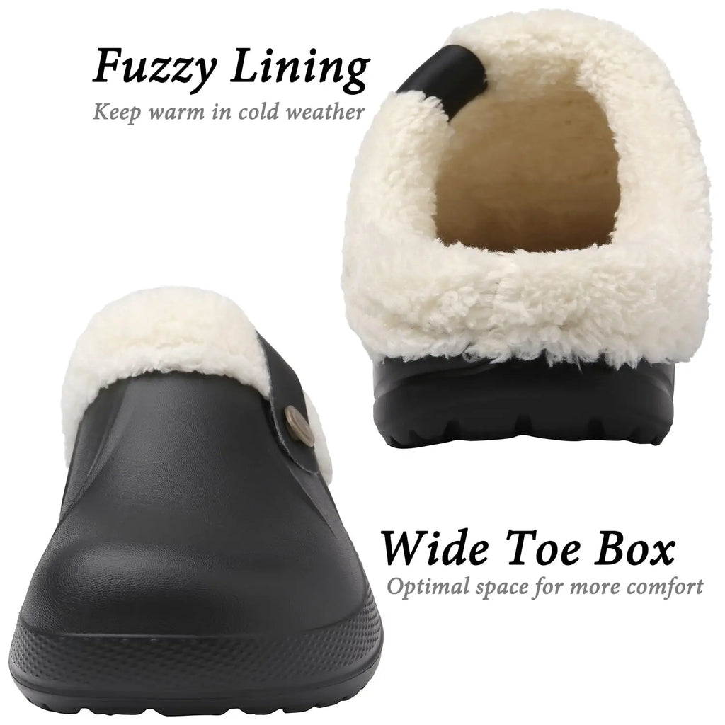 Evshine Warm Winter Man Slippers Antislip Waterproof Men Slippers Warm Comfy Clogs Fuzzy Fur Shoes Classic Plush Bedroom Slipper