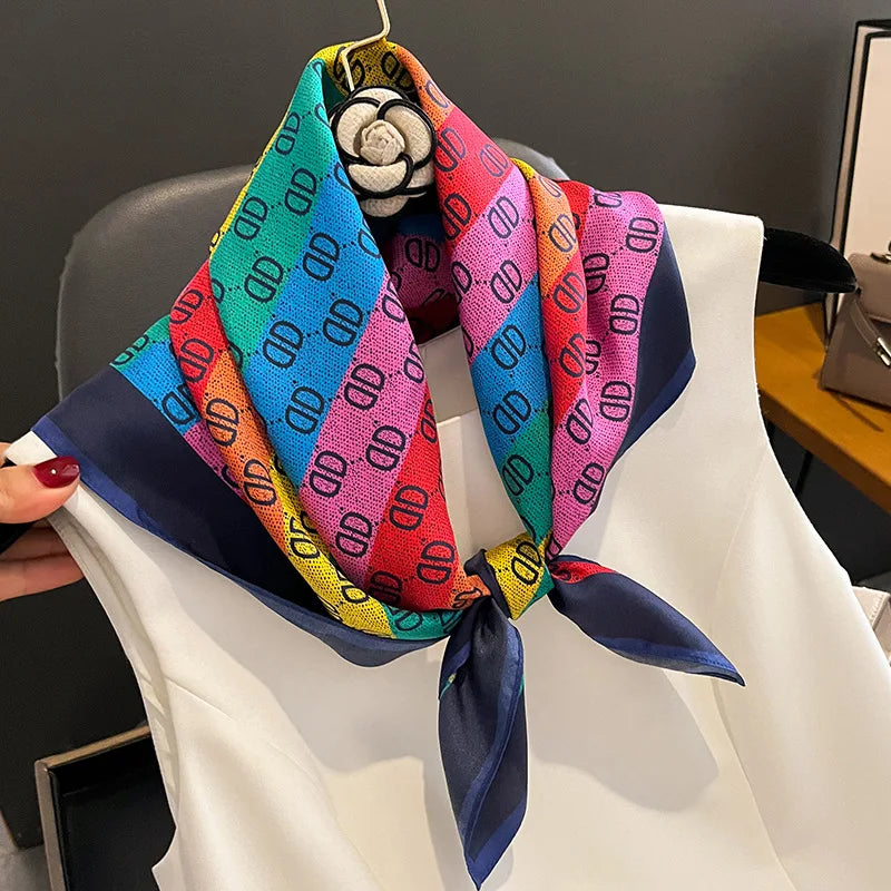Fashion Scarves for Women Shawl Print Silk Satin Hijab Scarf Female Bandana 70*70cm Luxury Brand Square Shawls Scarfs for Ladies