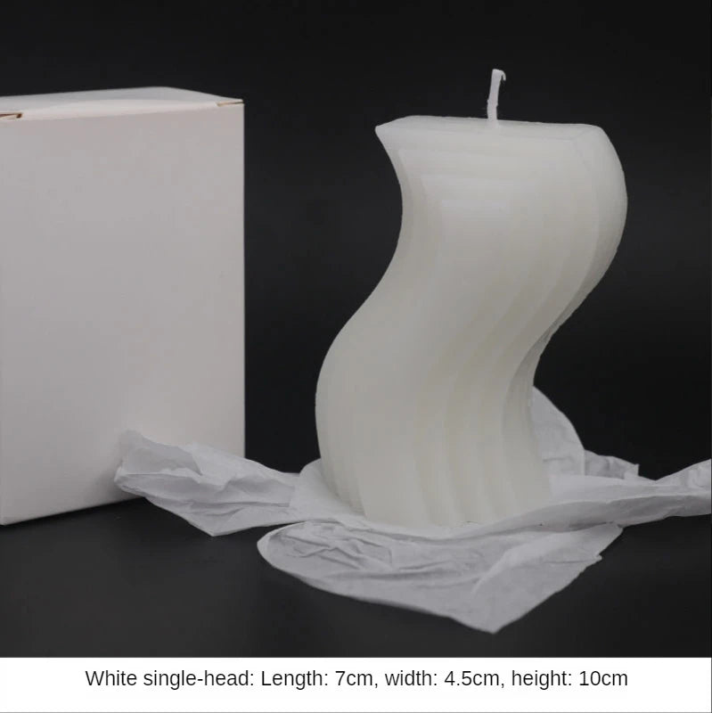 Geometry Unique Candle Wave S Shape Unscented Decorative Candles Black White Pink Hand Poured Soy Candles