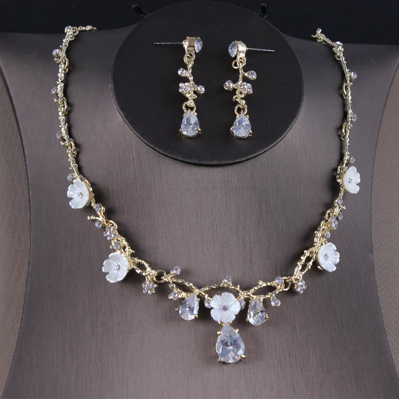 Baroque Vintage Costume Bridal Jewelry Sets Rhinestone Crystal Tiaras Crown Earrings Necklace Wedding Bride Luxury Jewelry Set