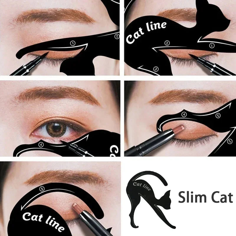 2pcs Eyeliner Stencils Cat Line Eyeliner Stamps Models Eyeliner Template Shaper Eye Liner Makeup Tool Makeup Products Косметика - My Store