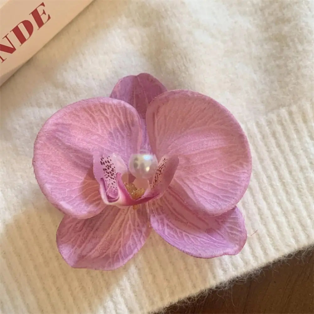 Hair Accessories Flower Hair Clip Hair Ornament Pink Orchid Orchid Hairpin Side Barrettes Headdress Bohemia Barrettes