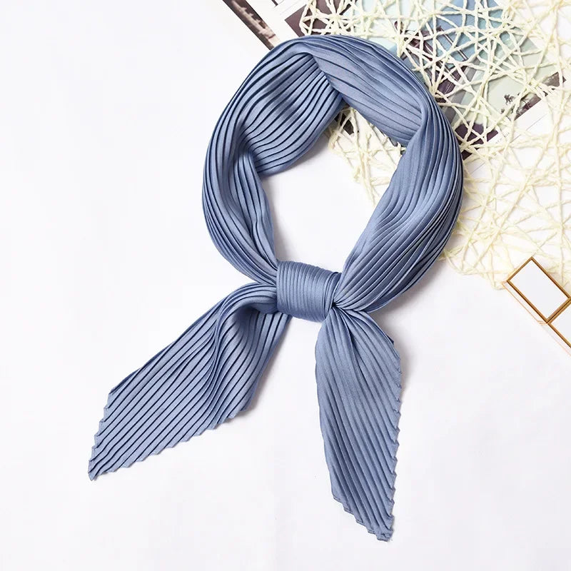 70*70cm Small Crinkle Hijab Scarf for Women Silk Satin Handkerchief Bag Scarfs Female Sqaure Headband Hair Scarves for Ladies