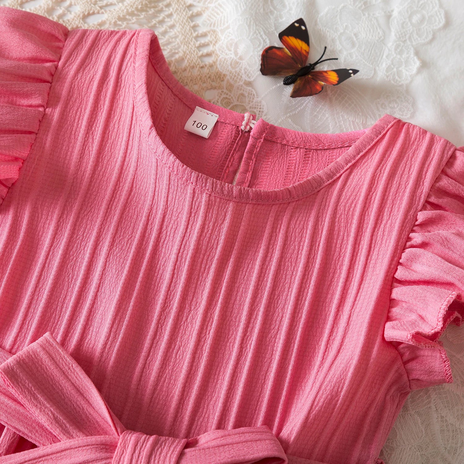 Summer Dress for Kids Girls 3-8 Years Ruffles Sleeves Elegant Princess Dresses Girls Wedding Birthday Party Casual Sweet Dresses - My Store