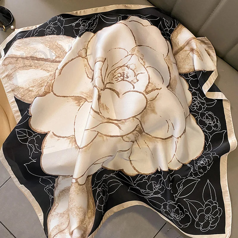 Fashion Scarves for Women Shawl Print Silk Satin Hijab Scarf Female Bandana 70*70cm Luxury Brand Square Shawls Scarfs for Ladies