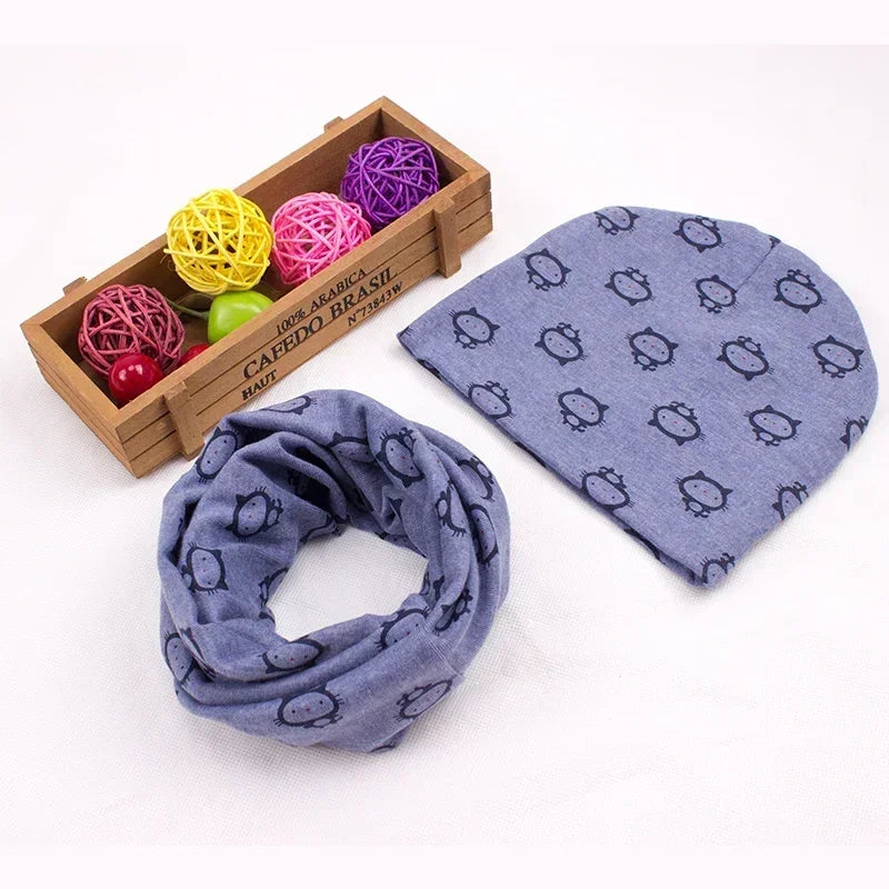 Winter Spring Cotton Baby Hat Scarf Infant Hat Set Duvet Fabric Beanie Hats for Kids Baby Girl Hat Baby Boy Hat Plush Warm Hat