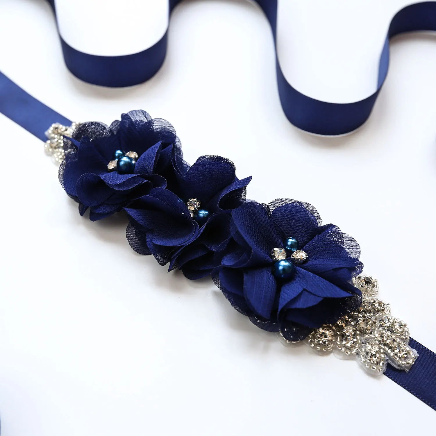 Wedding Accessories Bridal Belts Satin Flower Sash Woman Girl Belts Flower Bead Belts Floral Belt Wedding Rhinestone Flower Belt