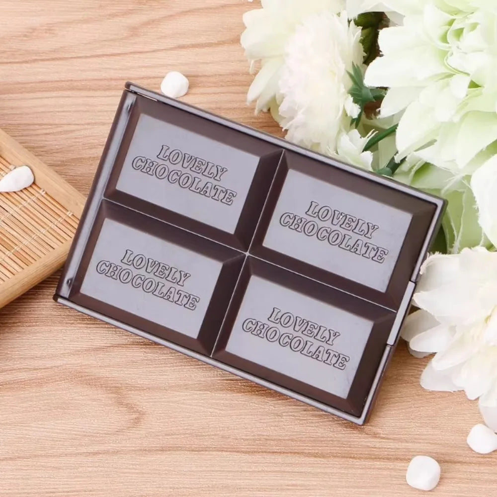 Foldable Compact Mirror Portable Makeup Mirror Chocolate Square Hand Mirror Makeup Vanity Mirror Pocket Cosmetic Mirrors - My Store