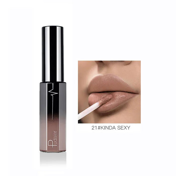 Pudaier Semi Matte Liquid Lipstick Lips Makeup Half Moisturizing Lip Gloss Makeup Cosmetics Moisturizer Lipgloss Make Up Batom - My Store