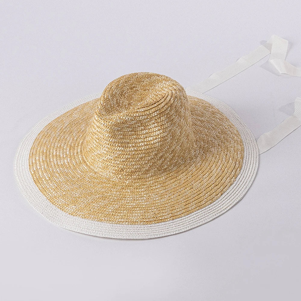 New Belt Strap Straw Sun Hat for Women Fashion Vacation Beach UV Hats WideBrim Panama Hats Outdoor Wholesale