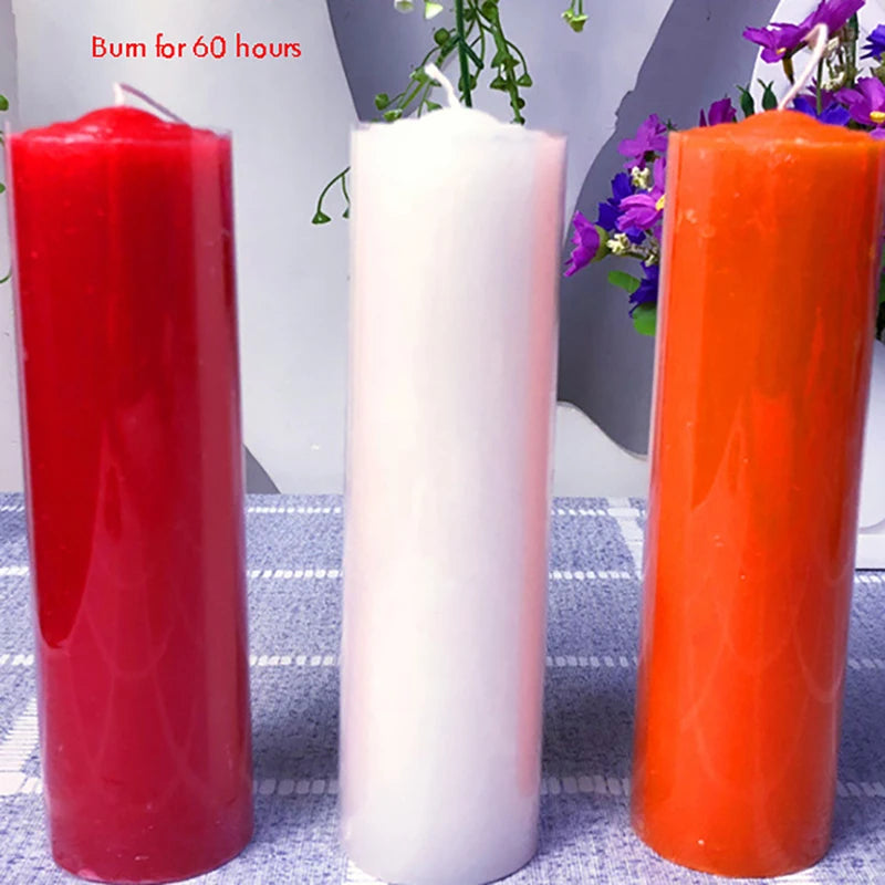 Pillar Candles - 60 Long Burning Hours Candle, 17x4.9cm Dripless Candle - Perfect for Wedding Candles, Party, Red, White, Orange