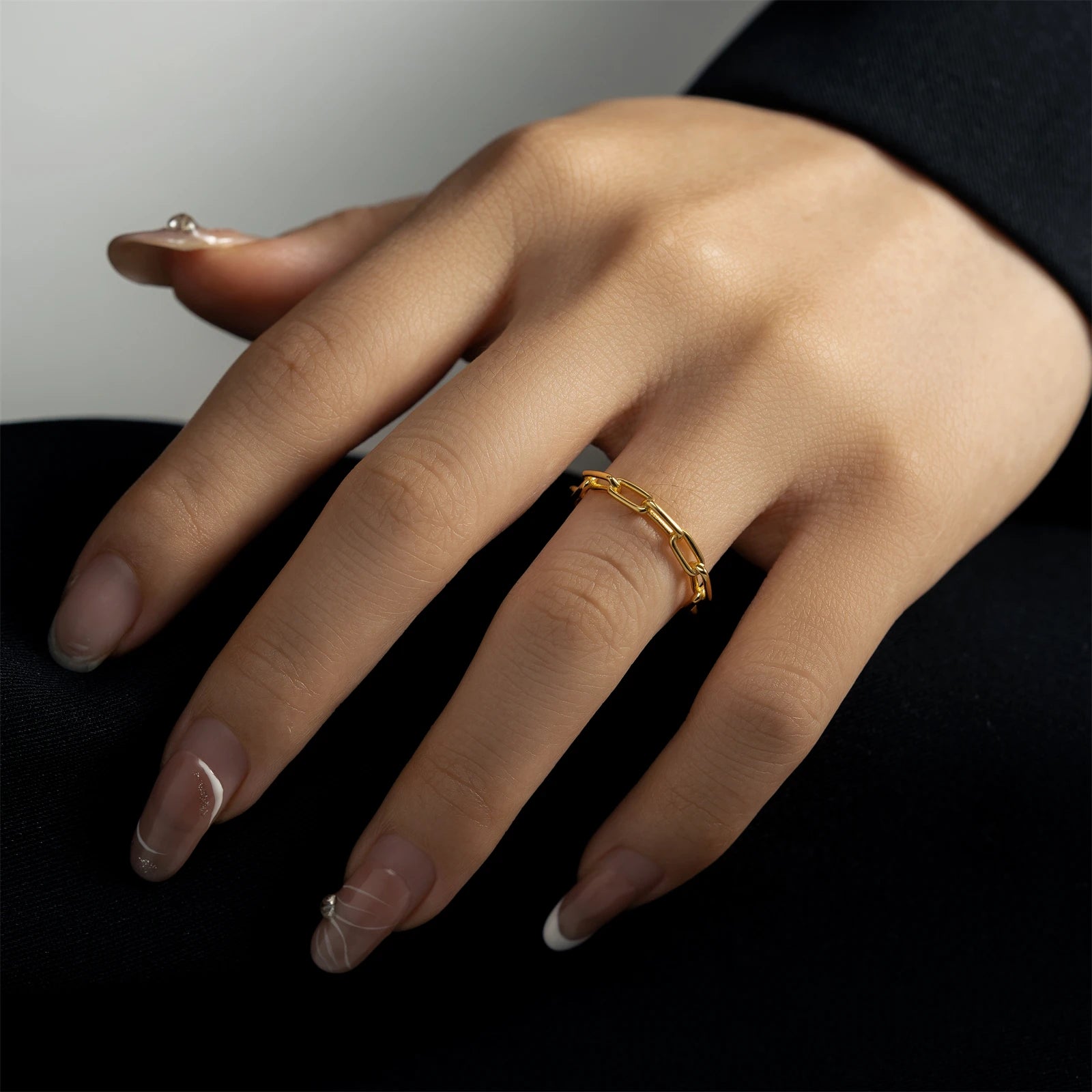 ANDYWEN 925 Sterling Silver Chain Ring Women Fashion Luxury Rock Punk Jewelry Plain Horoscope Rings Jewelry for Party Jewels