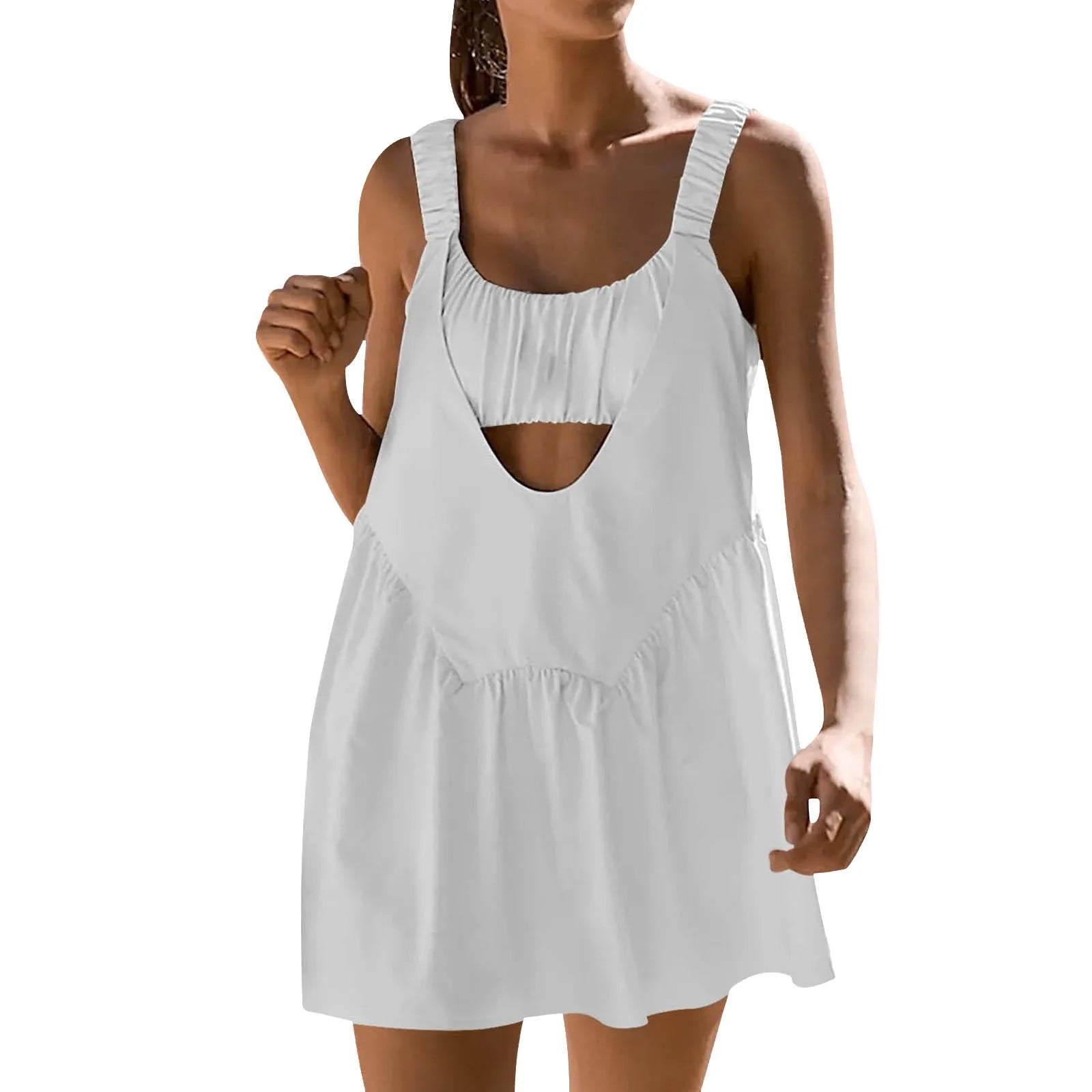 Women's Casual Dresses Summer Solid Color Sleeveless Dresses Beach Style Holiday Beach Dress Solid Color Plus-Size Dress Vestido