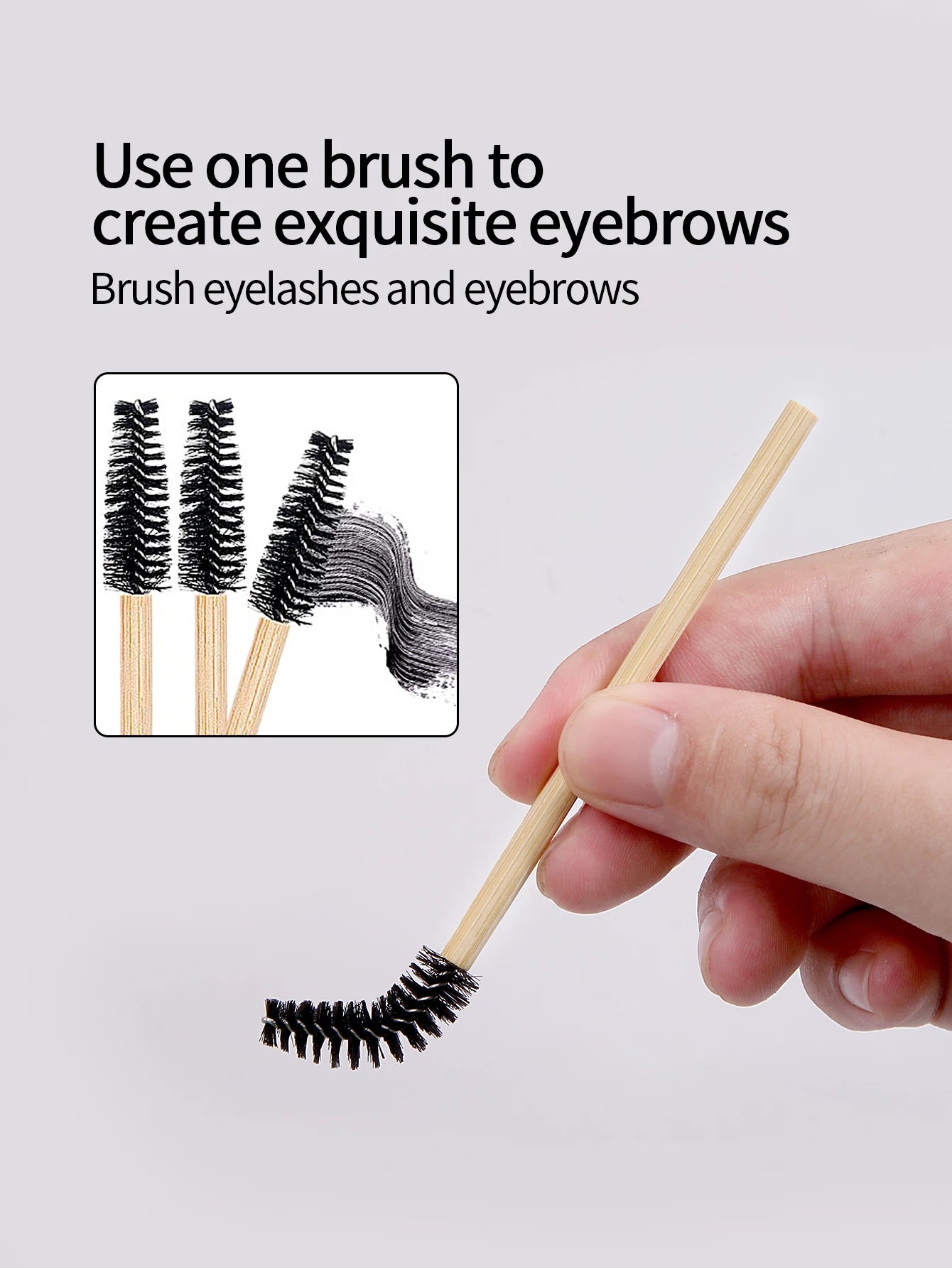 50Pcs Bamboo Handle Eyelash Brush Makeup Brush Eyelash Extension Mascara Wands Applicators Eye Lash Curling Comb Makeup Tools ﻿ - My Store