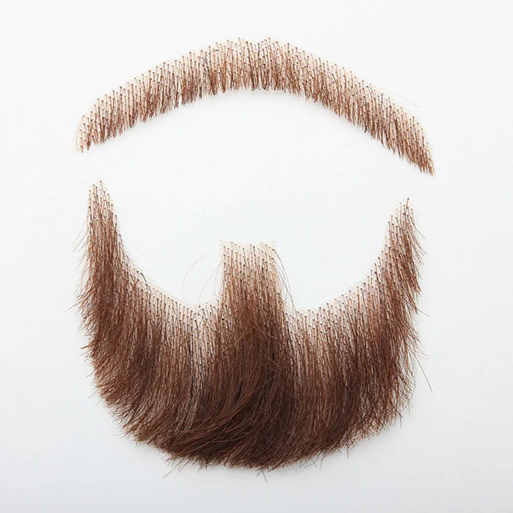 Silky Nep Lace Beard Fake Moustache for Men Mustache Hand Made by Real Hair Barba Falsa Cosplay Synthetic Lace Invisible Beards