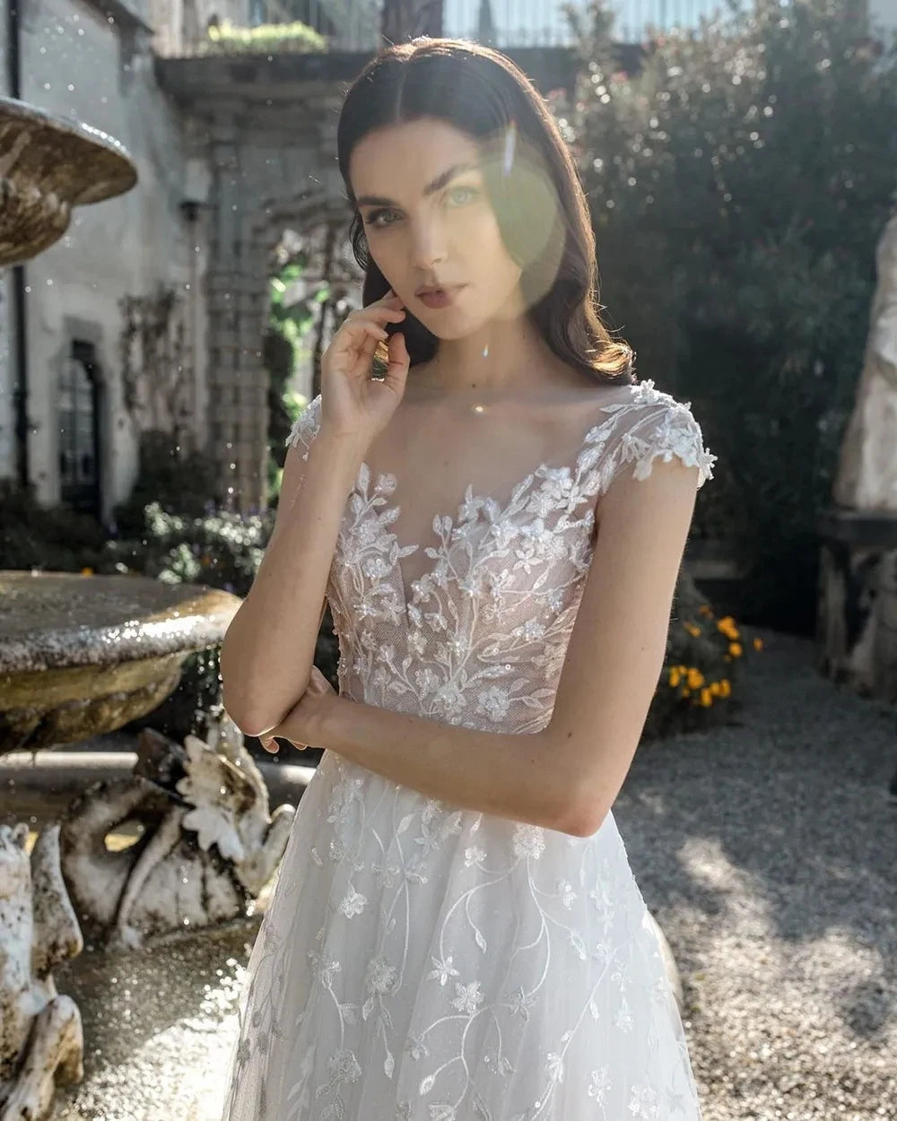 Exquisite Wedding Dresses for Women Sleeveless V-Neck Bridal Gowns Lace Appliques Robes Delicated Vestidos De Novia Customized - My Store