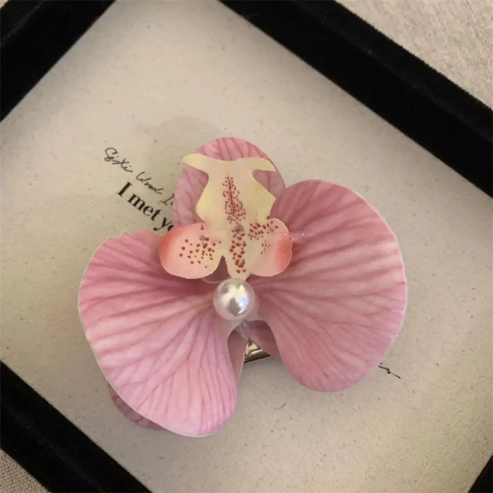 Hair Accessories Flower Hair Clip Hair Ornament Pink Orchid Orchid Hairpin Side Barrettes Headdress Bohemia Barrettes