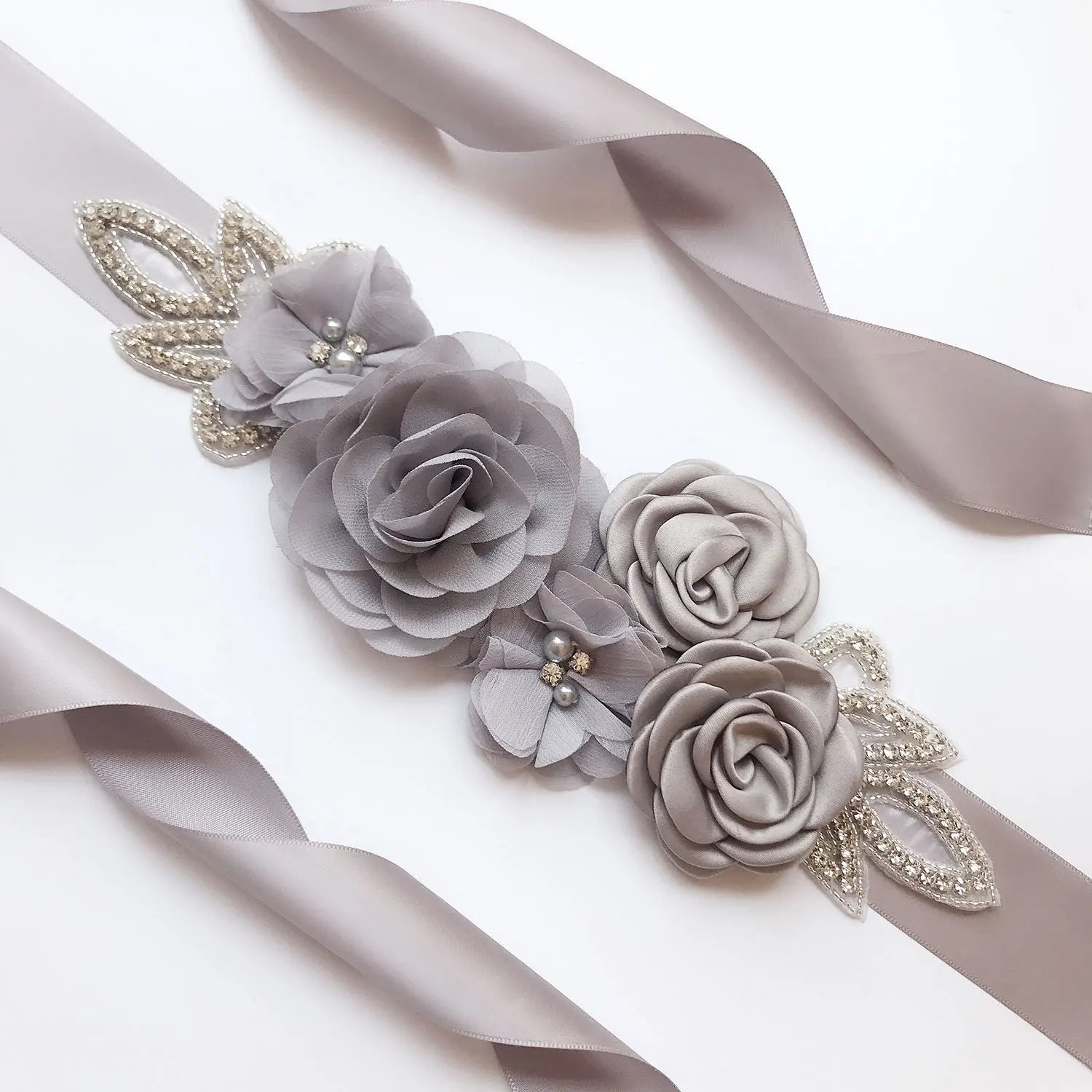Wedding Accessories Bridal Belts Satin Flower Sash Woman Girl Belts Flower Bead Belts Floral Belt Wedding Rhinestone Flower Belt
