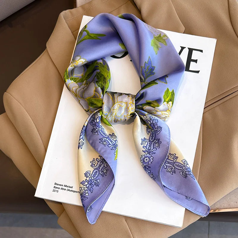 Fashion Scarves for Women Shawl Print Silk Satin Hijab Scarf Female Bandana 70*70cm Luxury Brand Square Shawls Scarfs for Ladies