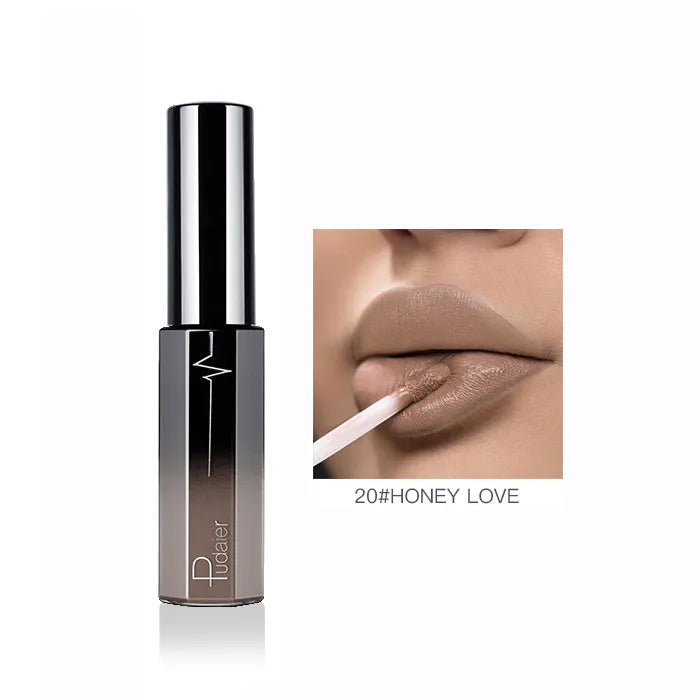 Pudaier Semi Matte Liquid Lipstick Lips Makeup Half Moisturizing Lip Gloss Makeup Cosmetics Moisturizer Lipgloss Make Up Batom - My Store