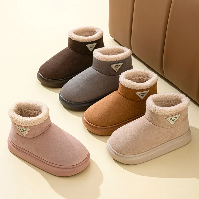 Pallene Winter Plush Snow Boots for Women Outdoor Non-Slip Casual Furry Cotton Boots Indoor Warm Cozy Home Shoes Fuzzy Flat Boot