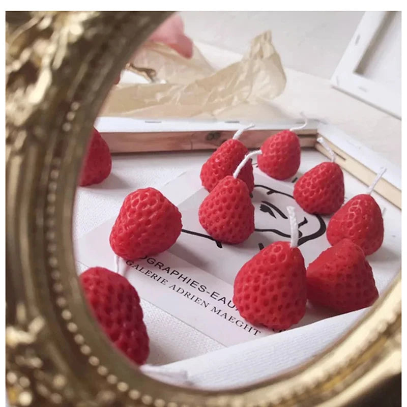 Strawberry Scented Candles Mini Scented Aromatherapy Wax Candle Portable Travel Decorative Candles for Home, Birthday, Party
