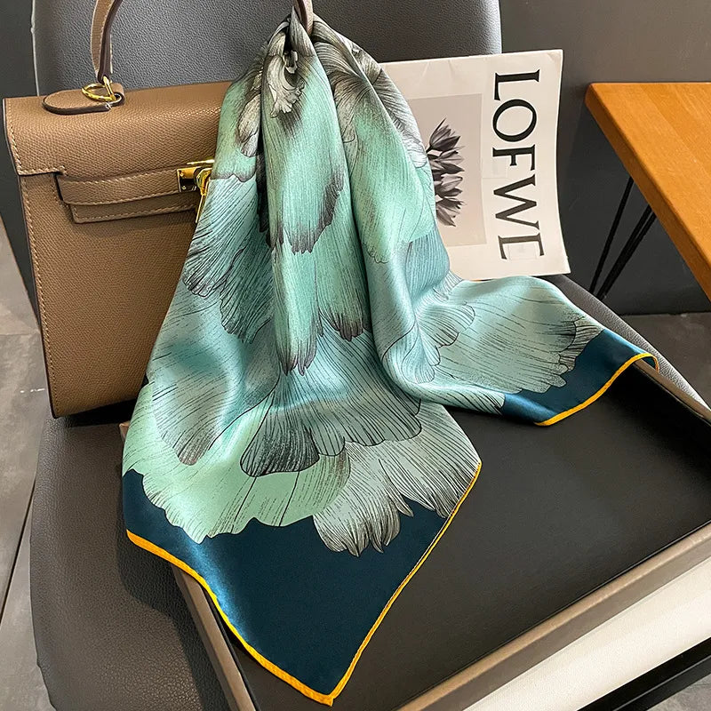 Fashion Scarves for Women Shawl Print Silk Satin Hijab Scarf Female Bandana 70*70cm Luxury Brand Square Shawls Scarfs for Ladies