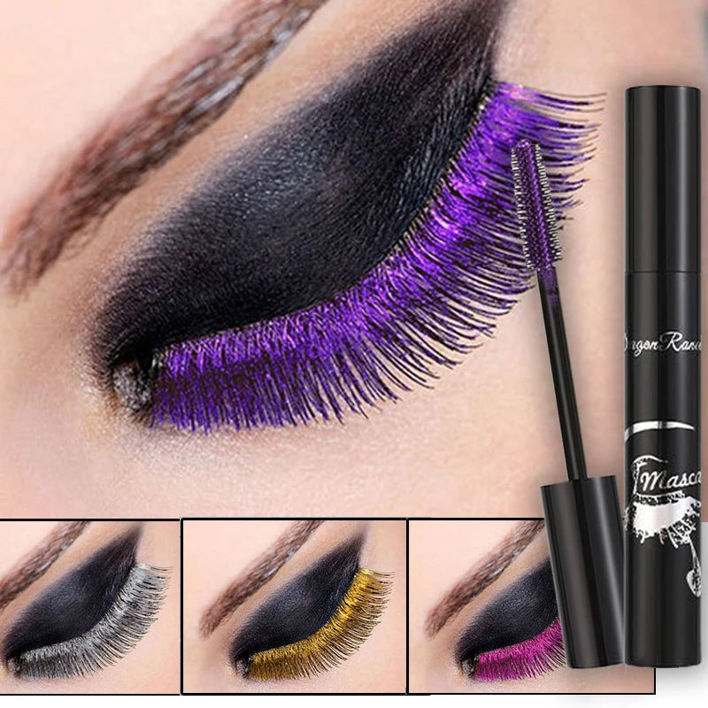 Colorful Waterproof Mascara Blue Purple Pearl Mascara Dense Eye Makeup Bronze Fine Diamond Silver Mascara Cream Cosmetics Makeup - My Store