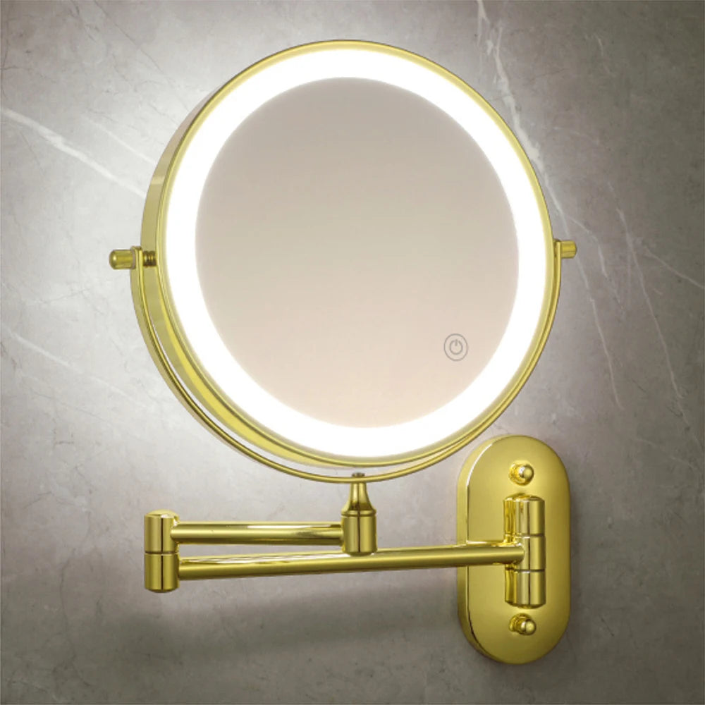8 Inch Makeup Mirror Golden 3x/5x/7x/10x Magnifying Double Side USB Charging Bathroom 3 Color Light Smart Cosmetic Mirrors