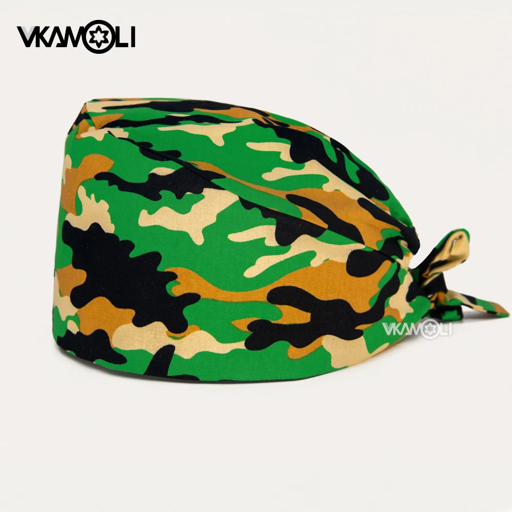 Wholesale Camouflage Print Women and Men Scrubs Caps Laboratory Health Service Station Work Cap Scrubs Hat Nursing Head Cap