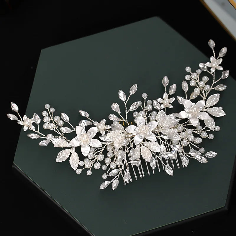 Wedding Hair Combs Bridal Hair Accessories for Women Hair Jewelry Silver Color Pearl Rhinestone Head Jewelry Women Accessories