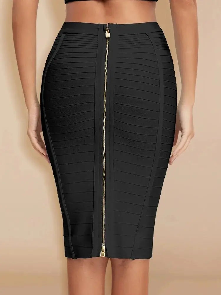 BEAUKEY Sexy Pencil Bandage Skirt Striped Quality Luxury Zipper Skirts Party Celebrity Wholesale XL Red Blue Black Slim Skirts