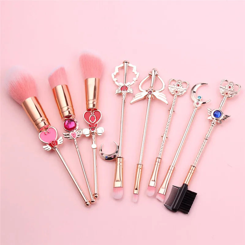 Japan Anime Sailor Moon Makeup Brushes Set Cartoon Figure Tsukino Usagi Wand Women Foundation Blush Eyeshadow Makeup Brushes - My Store
