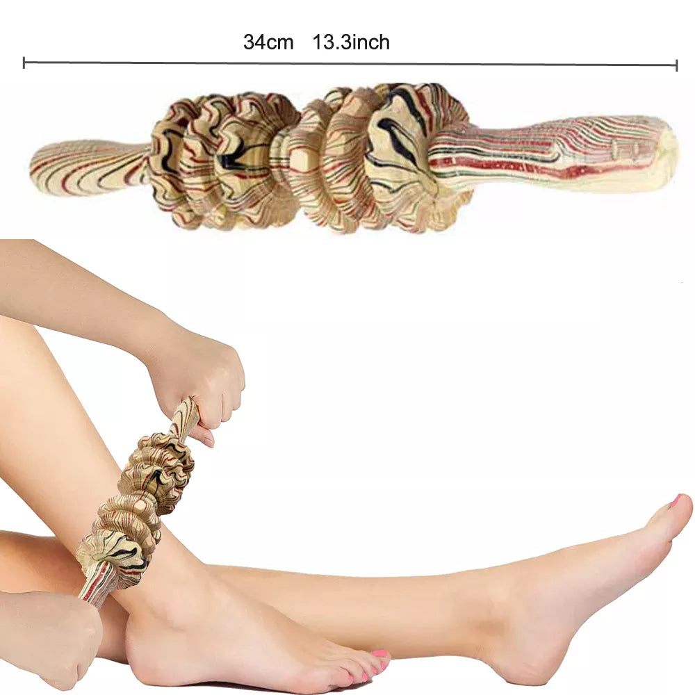 BYEPAIN Wooden Exercise Roller Sport Injury Gym Body Leg Trigger Point Muscle Roller Sticks Massager Health Care