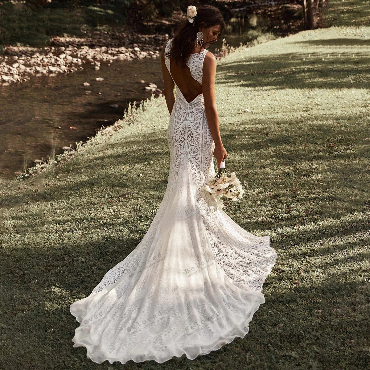 Bohemia Wedding Dresses Vintage Bridal Gowns Lace Sleeveless Floor Length Robes for Formal Party Vestidos De Novia Customized - My Store