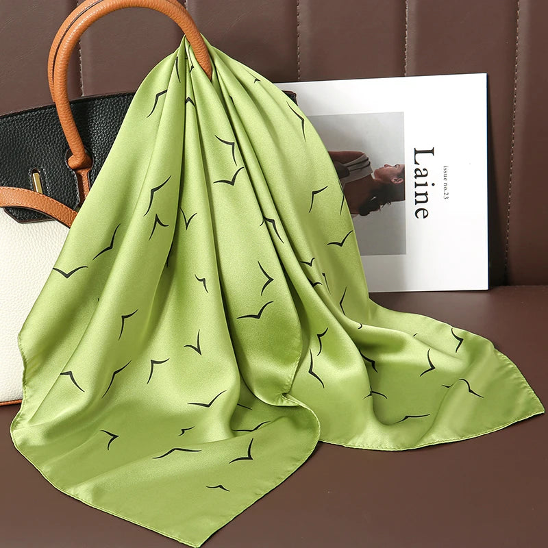 Fashion Scarves for Women Shawl Print Silk Satin Hijab Scarf Female Bandana 70*70cm Luxury Brand Square Shawls Scarfs for Ladies