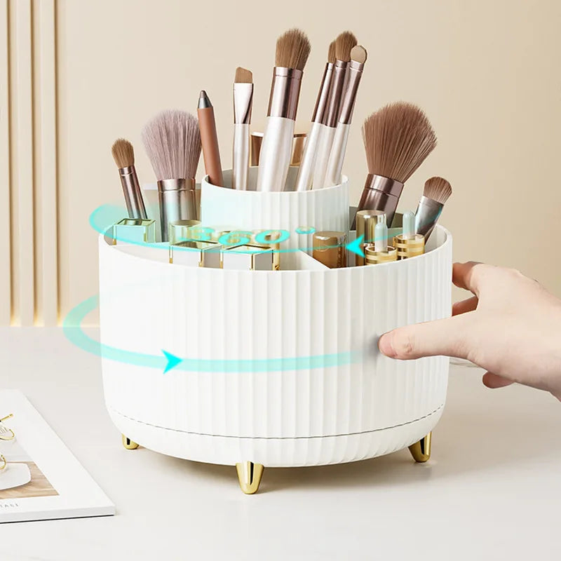 Stylish 5 Slot Makeup Brush Holder Organizer 360° Rotating Makeup Brush Organizer for Dresser Desktop Bathroom Office Storage - My Store